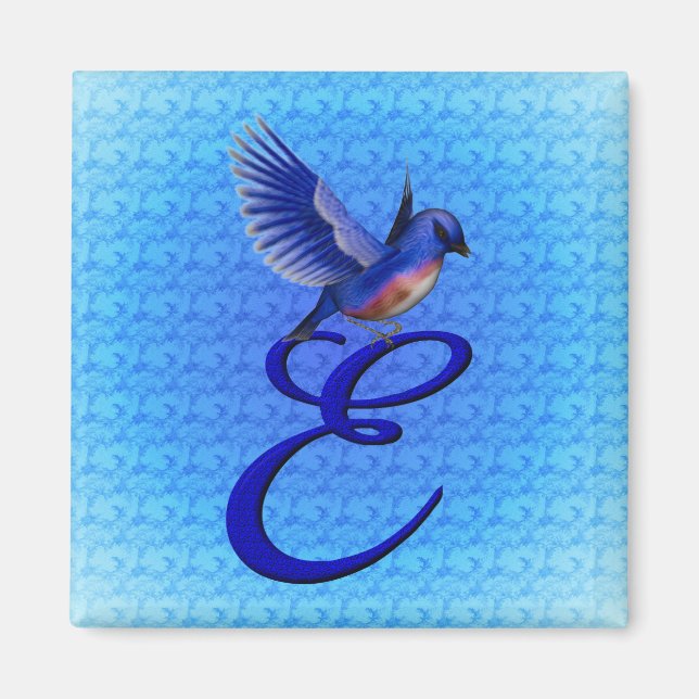 Aimant Monogramme élégant de Bluebird initial E (Devant)