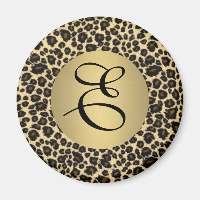 Aimant Monogramme Empreinte de léopard (Devant)