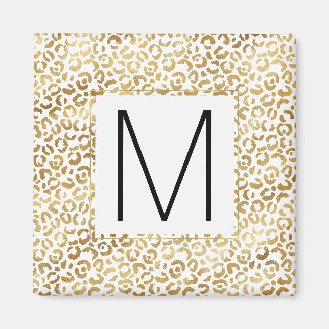 Aimant Monogramme Empreinte de léopard d'or (Devant)