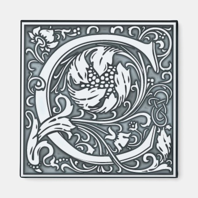 Aimant monogramme en argent florissant -C (Devant)