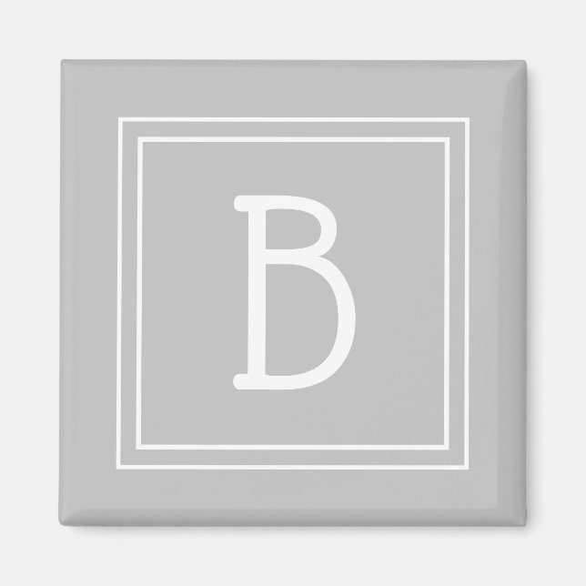 Aimant Monogramme encadré tendance gris clair et blanc in (Devant)