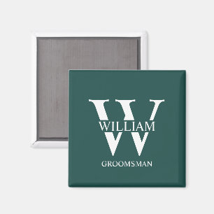 Aimant Monogramme et nom personnalisés des garçons d'honn
