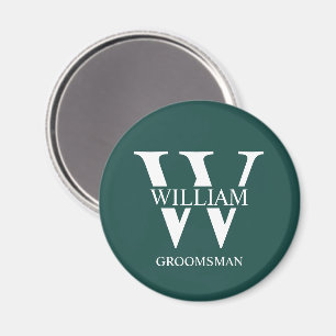 Aimant Monogramme et nom personnalisés des garçons d'honn