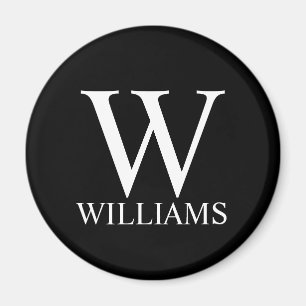 Aimant Monogramme et nom personnalisés en noir
