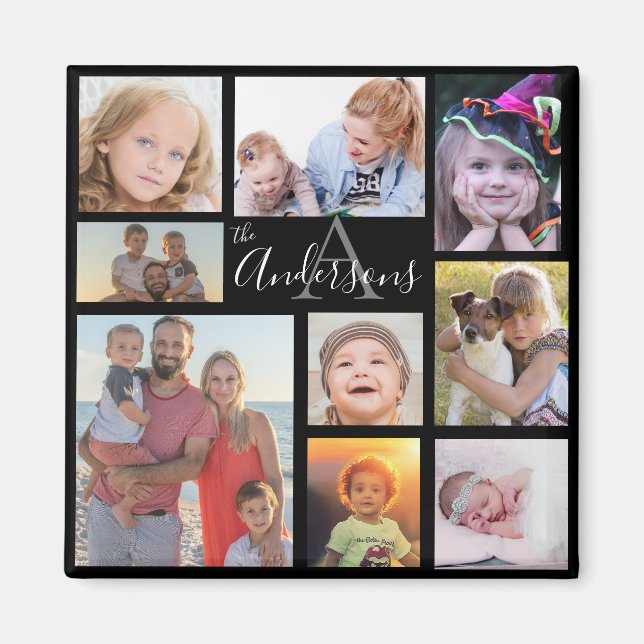 Aimant Monogramme Famille Huit Photo Customisée (Devant)