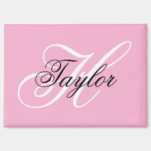 Aimant Monogramme fantaisie noir et blanc Rose