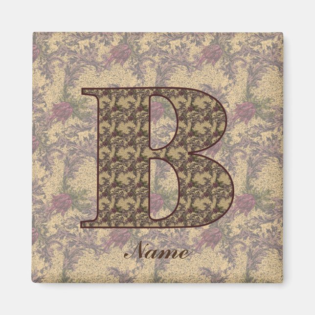 Aimant Monogramme floral initial B Élégant Personnalisé  (Devant)