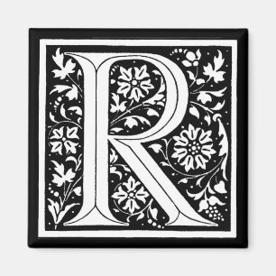 Aimant Monogramme floral vintage "R"
