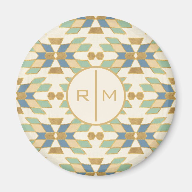 Aimant Monogramme | Geo Step extérieur | Motif tribal (Devant)