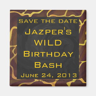 Aimant Monogramme Giraffe Brown, Impression Jaune