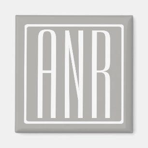 Aimant Monogramme initial   Blanc sur gris clair