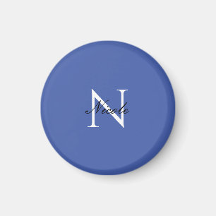 Aimant Monogramme initial manuscrit propre nom bleu