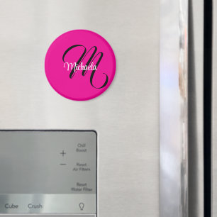 Aimant Monogramme initial minimaliste moderne nom rose ch