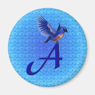 Aimant Monogramme initiale A Bluebird