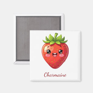 Aimant Monogramme jolie fraise kawaii