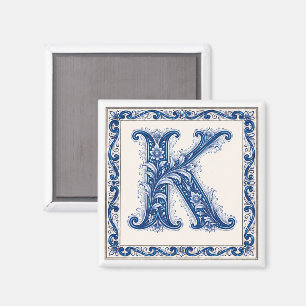 Aimant Monogramme K de l'héritage norvégien - Bleu