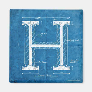 Aimant Monogramme lettre H plan