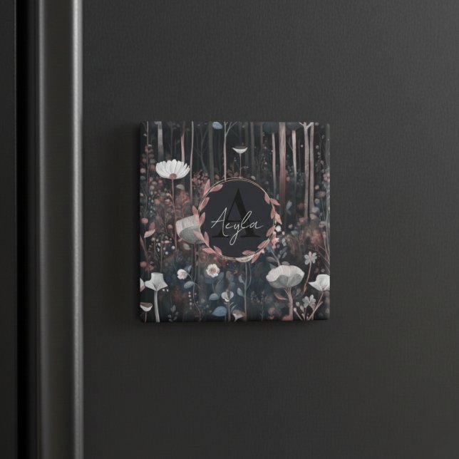 Aimant Monogramme lunaire Fleurs sauvages de forêt lunair (Créateur téléchargé)