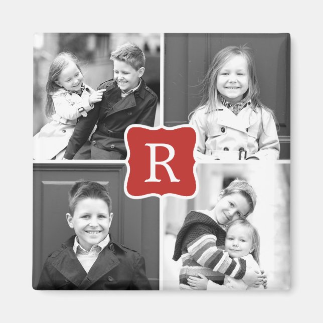 Aimant Monogramme - Magnat photo personnalisé - Rouge (Devant)