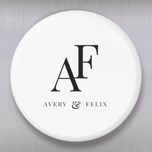 Aimant Monogramme mariage Élégant Simple Minimaliste