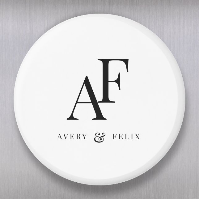 Aimant Monogramme mariage Élégant Simple Minimaliste (Créateur téléchargé)