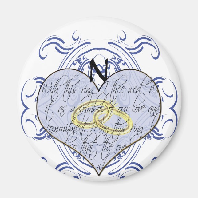 Aimant Monogramme Mariage Vow Heart (Devant)