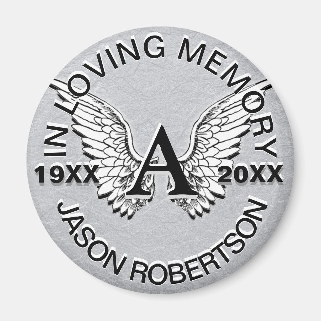 Aimant Monogramme | Mémorial | Angel Wings (Devant)