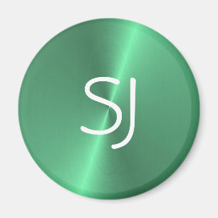 Aimant Monogramme métallique vert brillant