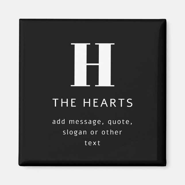 Aimant Monogramme moderne modifiable Nom et message | Noi (Devant)