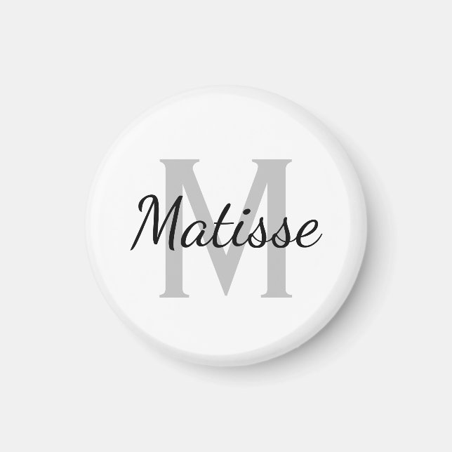 Aimant Monogramme noir et blanc personnalisé petit réfrig (Devant)