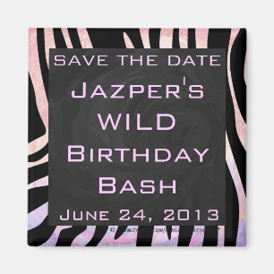 Aimant Monogramme noir et rose Zebra