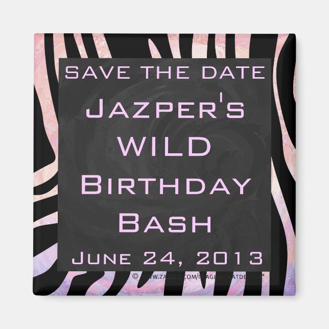 Aimant Monogramme noir et rose Zebra (Devant)