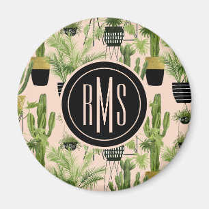 Aimant Monogramme   Oasis intérieure   Motif de ligne Pla