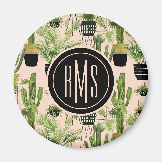Aimant Monogramme | Oasis intérieure | Motif de ligne Pla (Devant)