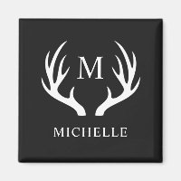 Monogramme personnalisé avec Antler Cerf Blanc Noi