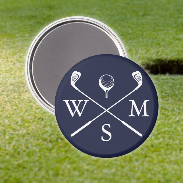 Aimant Monogramme personnalisé bleu marine (Personalized Custom Monogram Navy Blue Magnet)