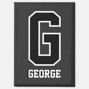 Aimant Monogramme personnalisé noir et blanc