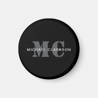 Aimant Monogramme professionnel moderne noir et blanc