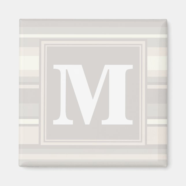 Aimant Monogramme rayures beiges (Devant)