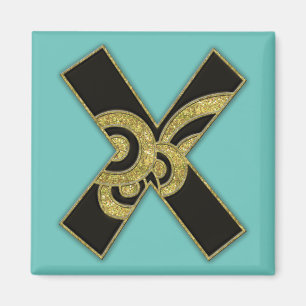Aimant monogramme rétro - X