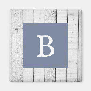 Aimant Monogramme Rustique Bleu