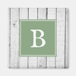 Aimant Monogramme Rustique Vert