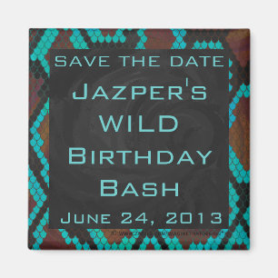 Aimant Monogramme serpent impression Brown et Turquoise