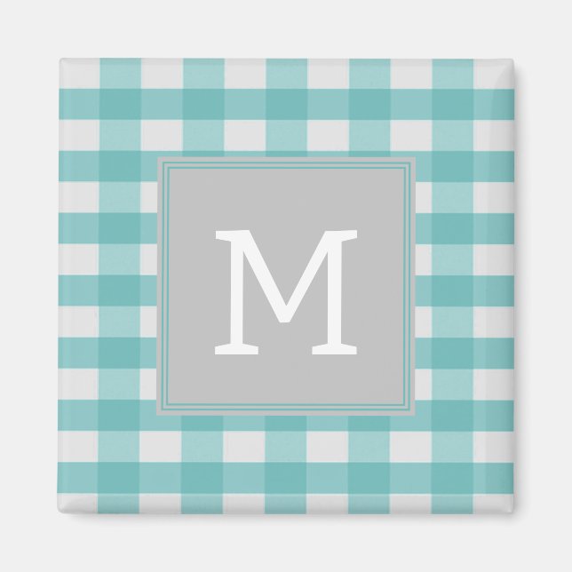 Aimant Monogramme turquoise Plaid Buffalo (Devant)