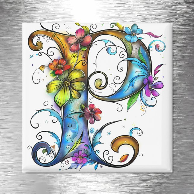Aimant Monogramme Whimsical P (Créateur téléchargé)
