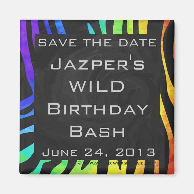 Aimant Monogramme Zebra noir et arc-en-ciel (Devant)