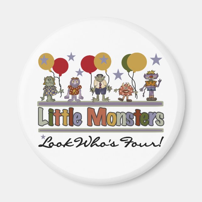 Aimant Monster 4th Birthday Tshirts et cadeaux (Devant)