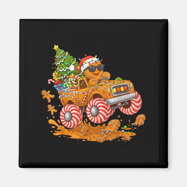 Aimant Monster Truck Gingerbread Man Funny Christmas Baki (Devant)