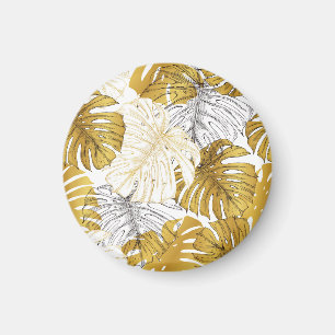 Aimant Monstera Feuilles : Blanc doré