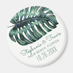 Aimant Monstera Leaf Mariage tropical Enregistrer la date